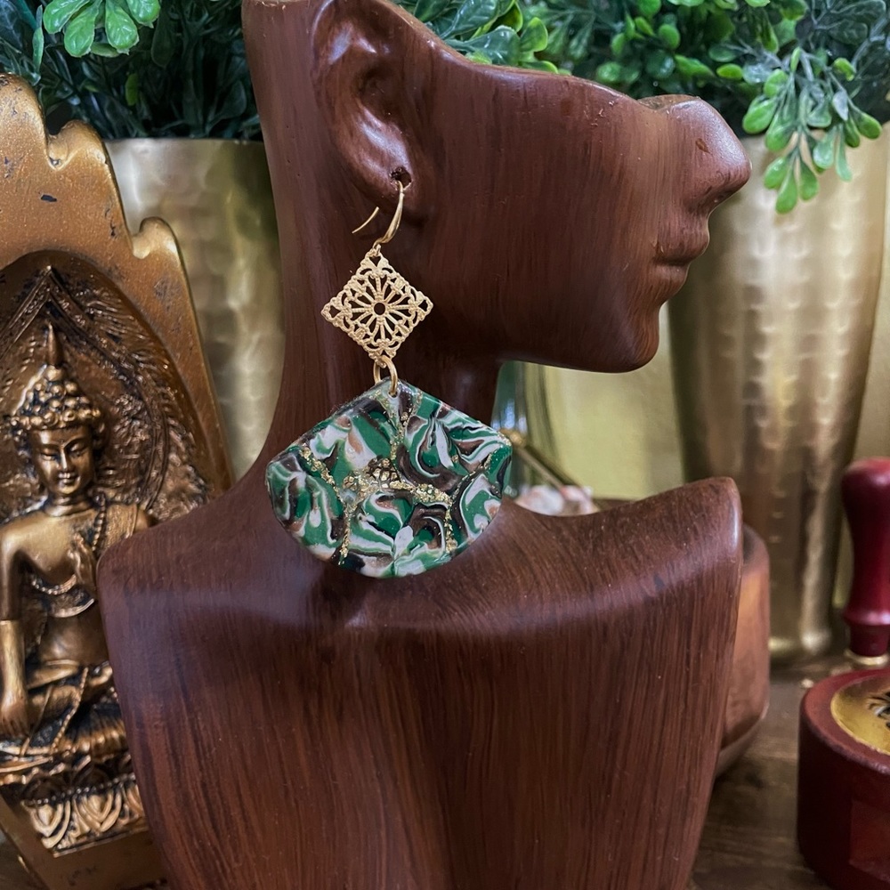 Sylva PT I Earring, Gold Plated Jewelry, Clay Jewelry, Goddess Jewelry